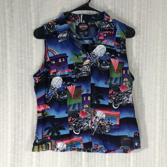 Rare Harley Davidson Tori Richard Hawaii Top-Lg